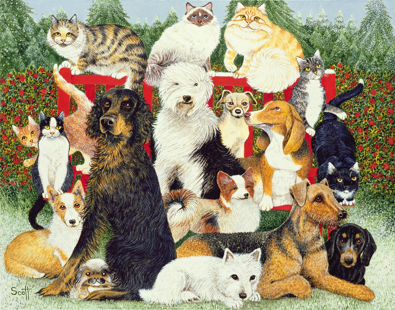 Paz en Navidad (óleo sobre lienzo) de Pat Scott