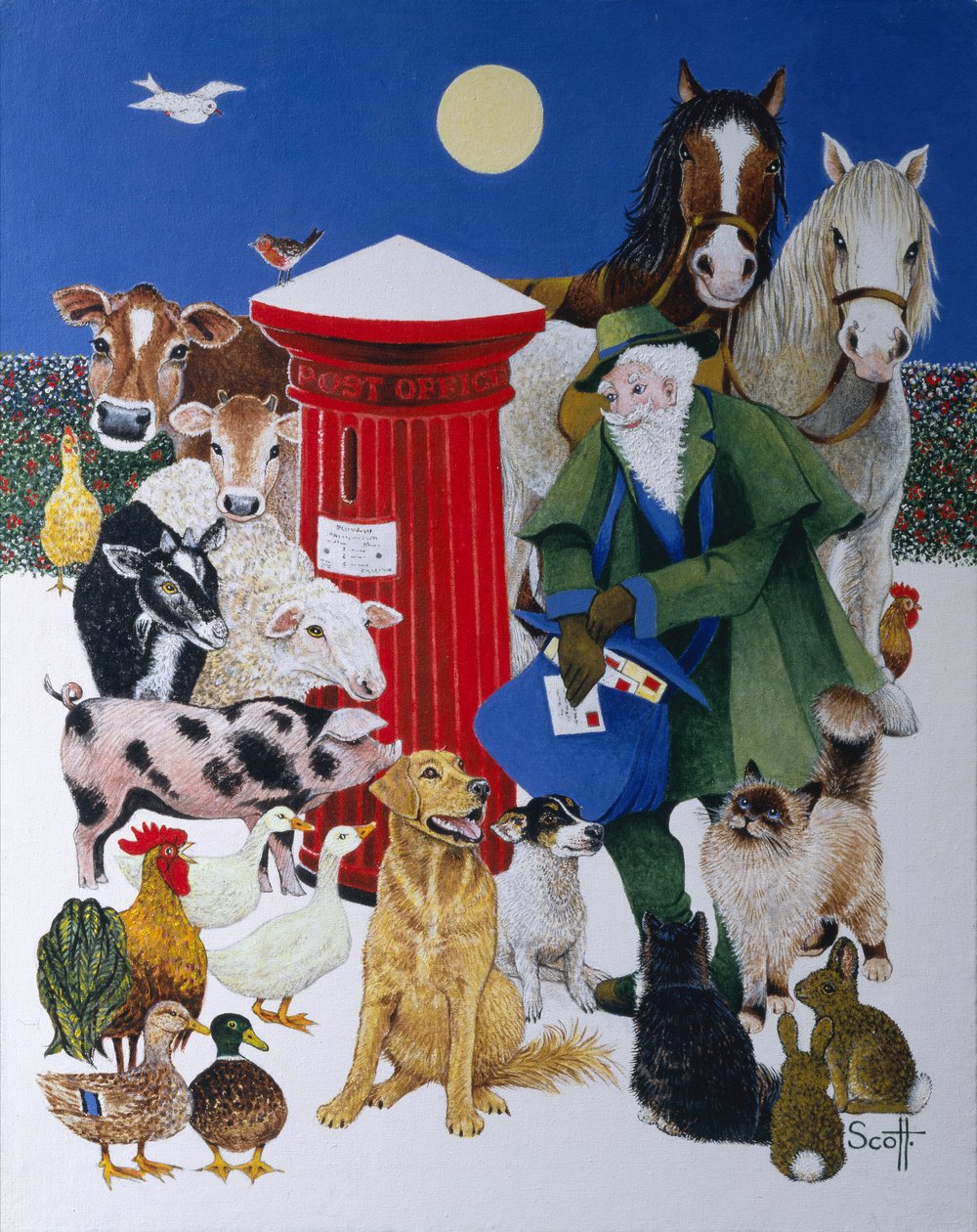 Christmas Post (óleo sobre lienzo) de Pat Scott