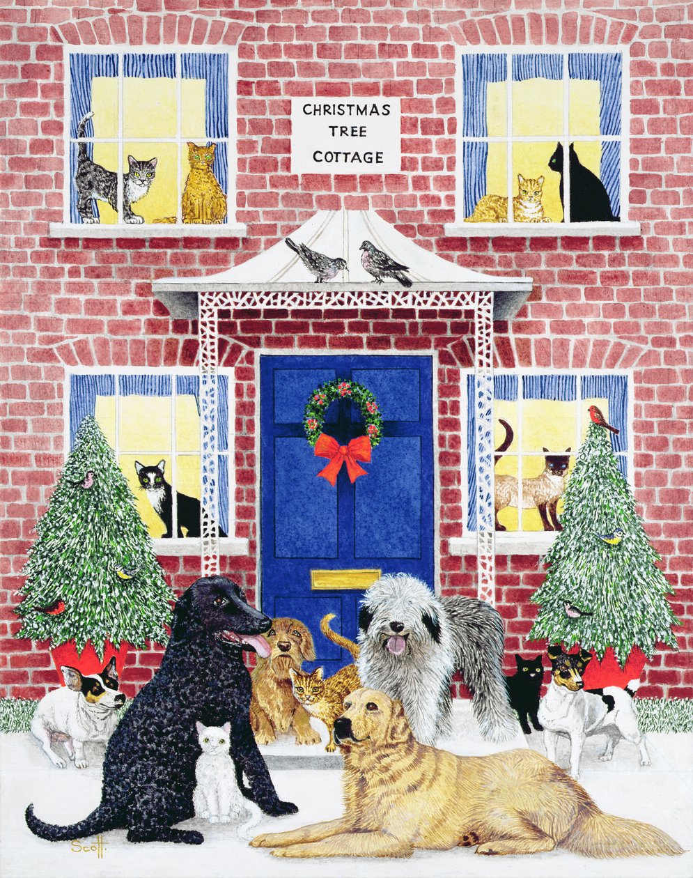 Calor navideño (óleo sobre lienzo) de Pat Scott