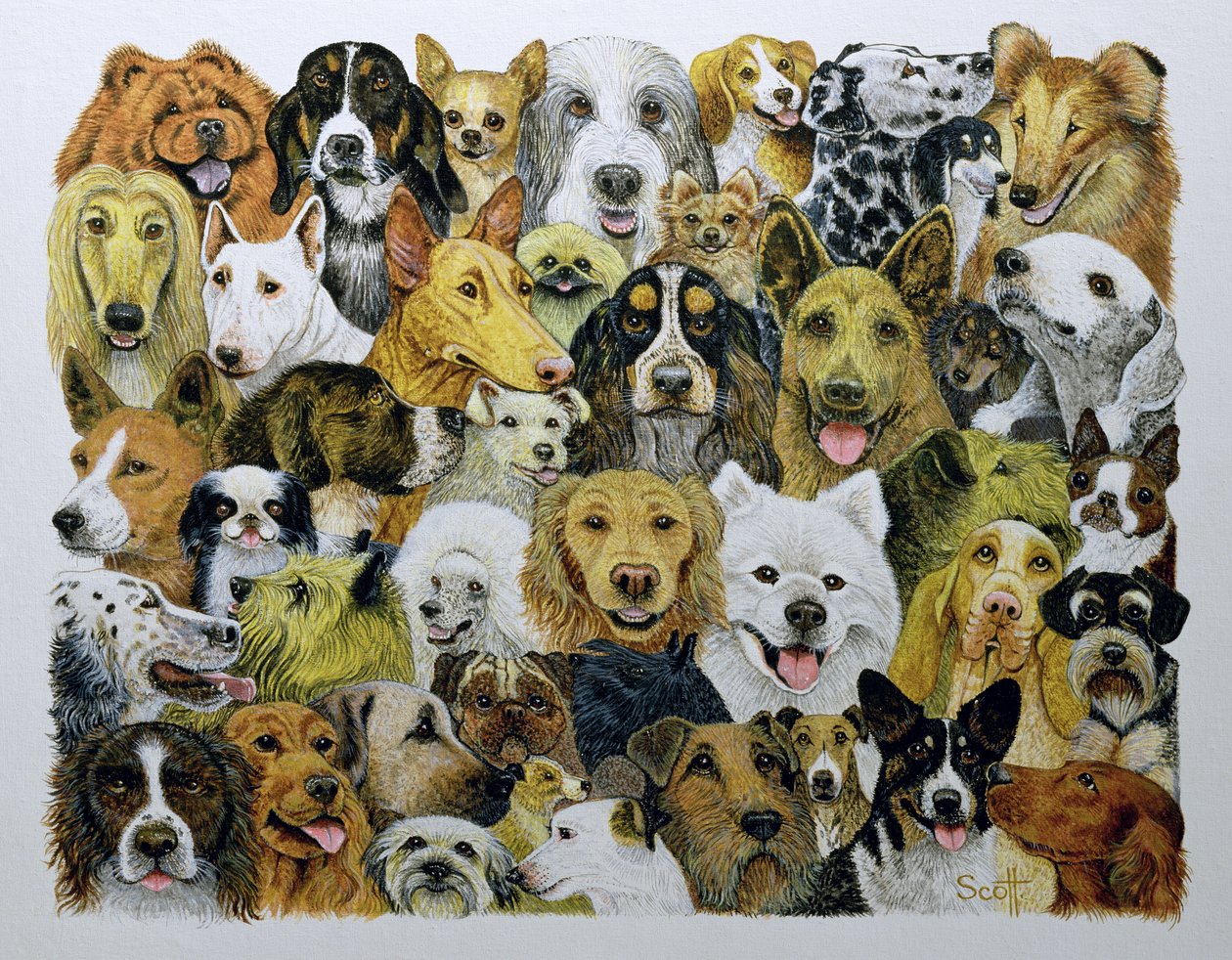 Amigos perros (óleo sobre lienzo) de Pat Scott
