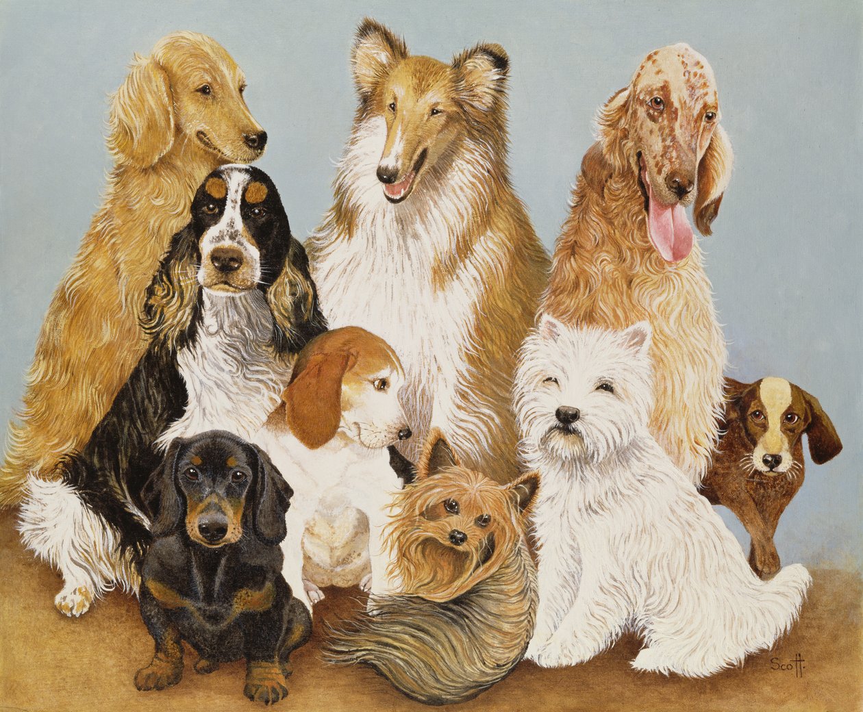 Cena de perros (óleo sobre lienzo) de Pat Scott