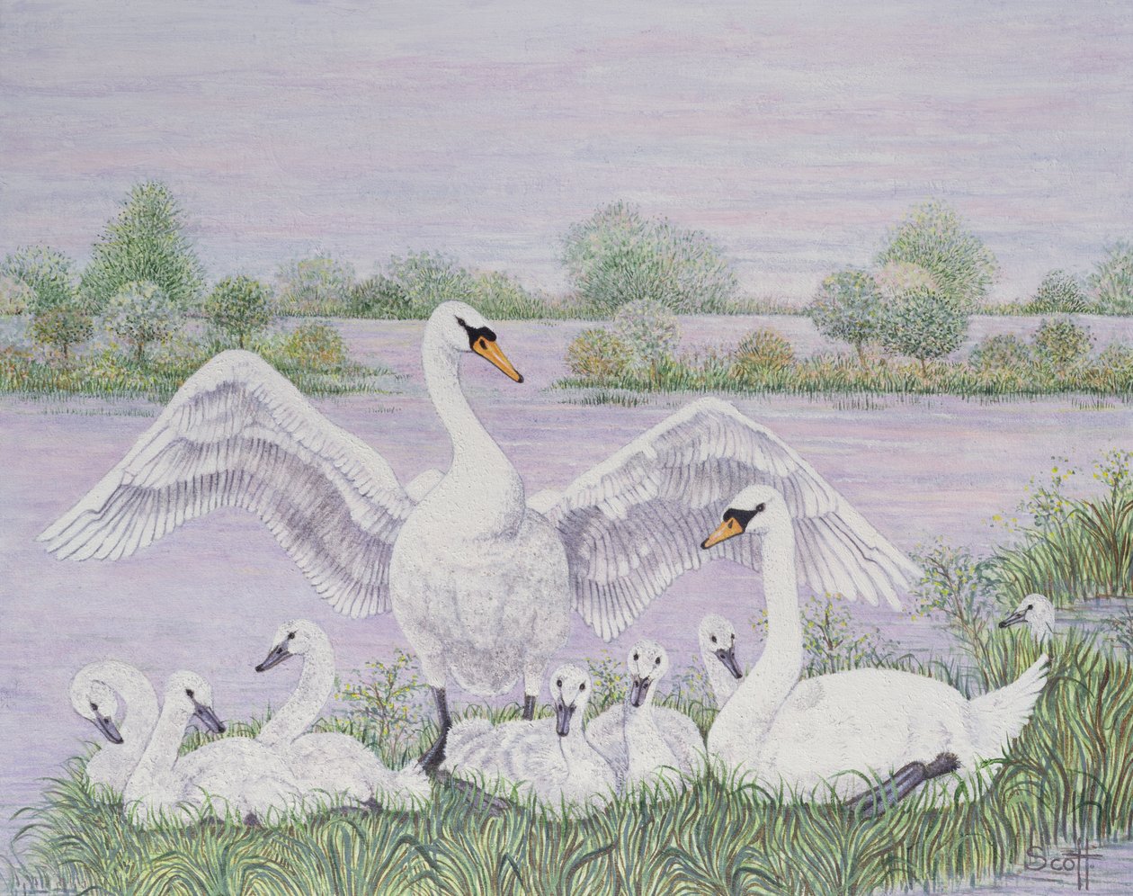 Grupo familiar (óleo sobre lienzo) de Pat Scott