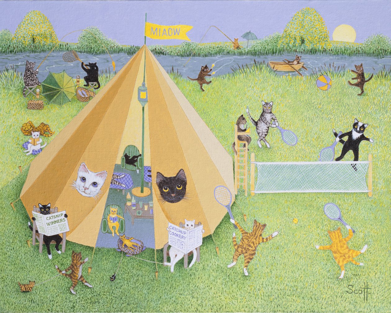 Colonia de vacaciones (óleo sobre lienzo) de Pat Scott