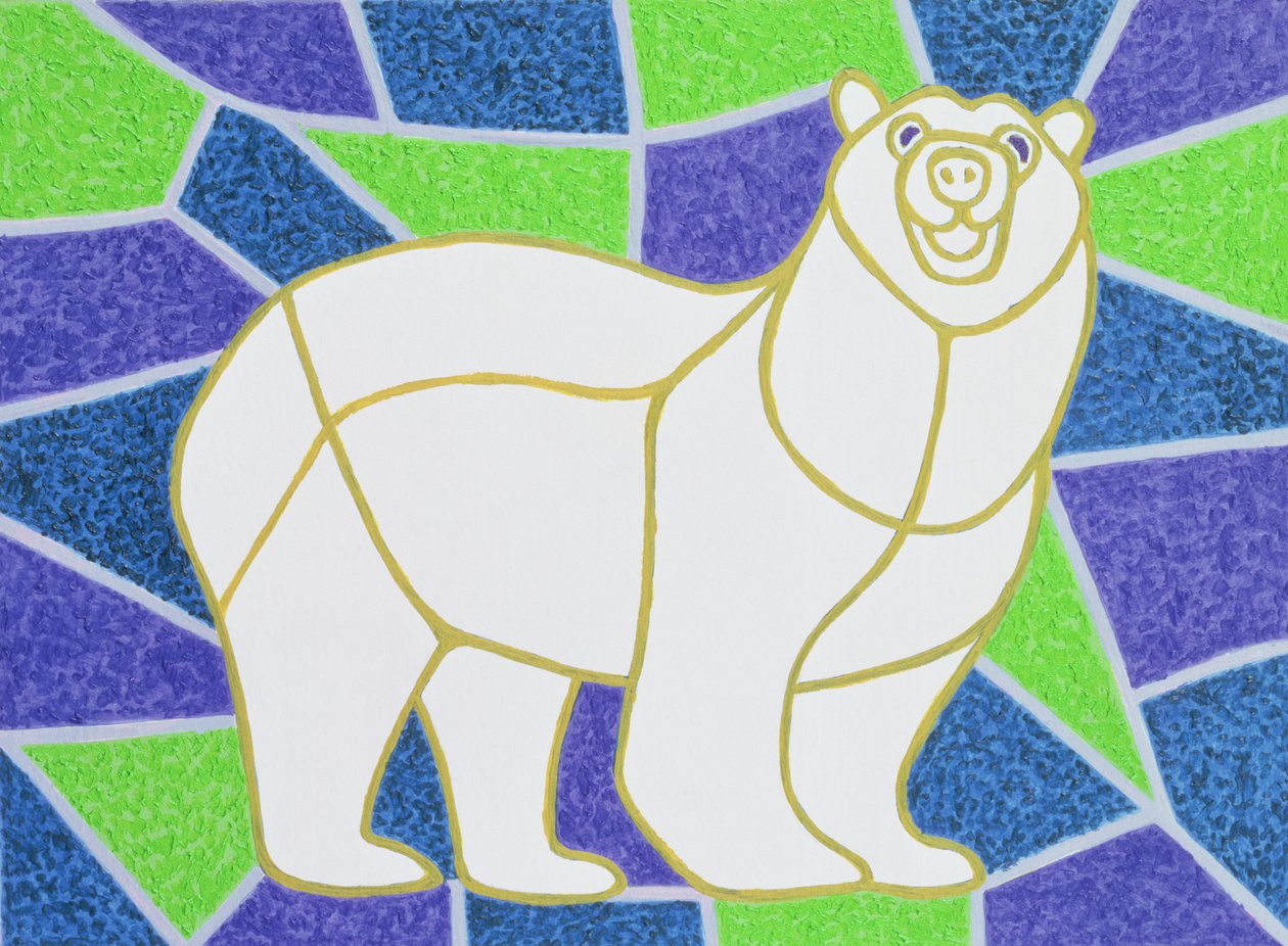 Oso polar en vidriera de Pat Scott