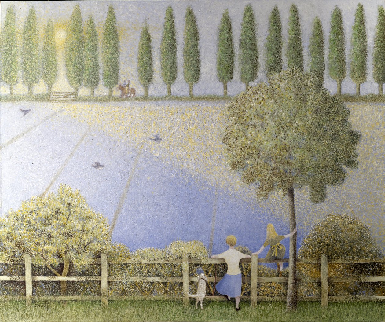 Riding in Blue (óleo sobre lienzo) de Pat Scott