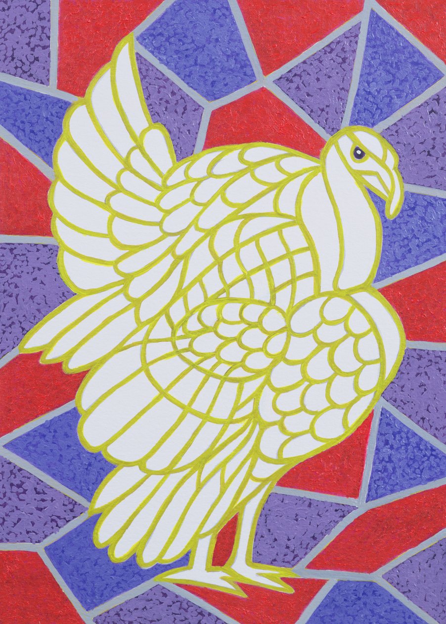 Pavo en vidriera de Pat Scott