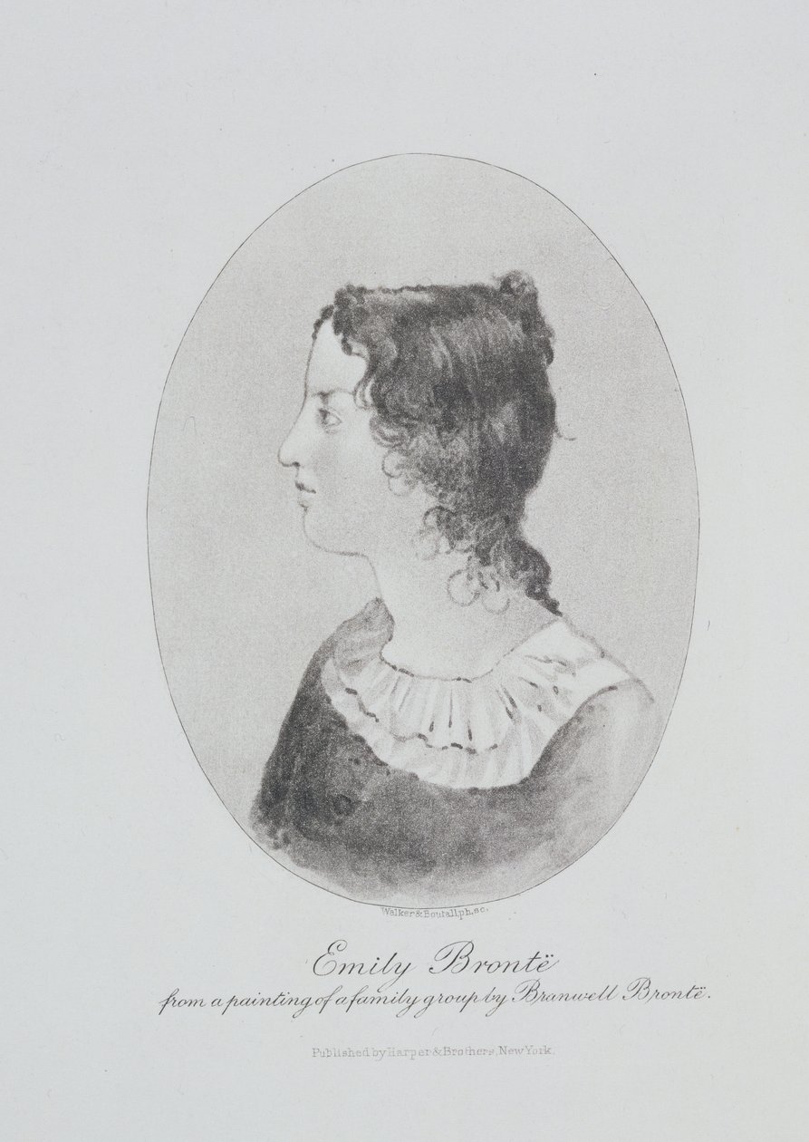 Retrato de Emily Bronte (1818-48) grabado por Walker y Boutall de Patrick Branwell Bronte