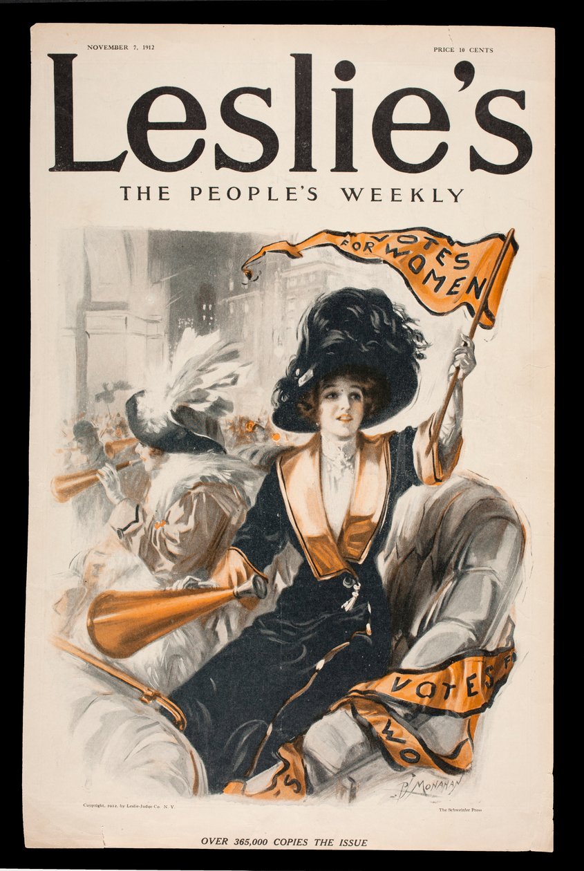Votos para Mujeres, portada de Leslies The Peoples Weekly, 7 de noviembre de 1912 de Patrick J. Monahan