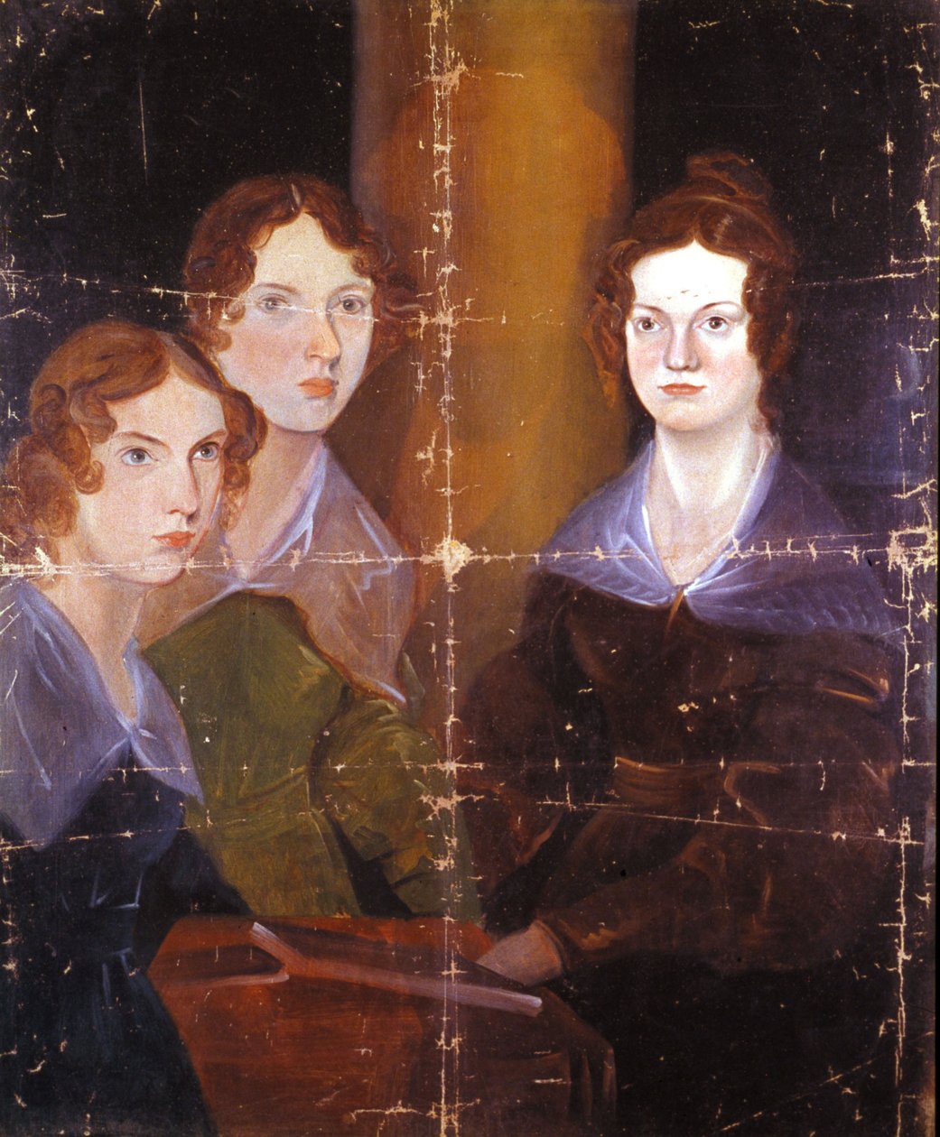 Retrato de las tres hermanas Bronte: Charlotte Bronte (1816-1855), Emily Bronte (1818-1848) y Anne Bronte (1820-1849), escritoras inglesas. Pintura de su hermano Branwell Patrick Bronte (1817-1848). 1834 de Patrick Branwell Bronte