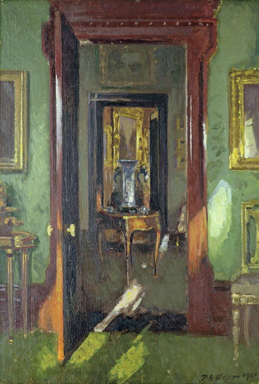 Interior, Rutland Lodge: vista a través de puertas abiertas de Patrick William Adam