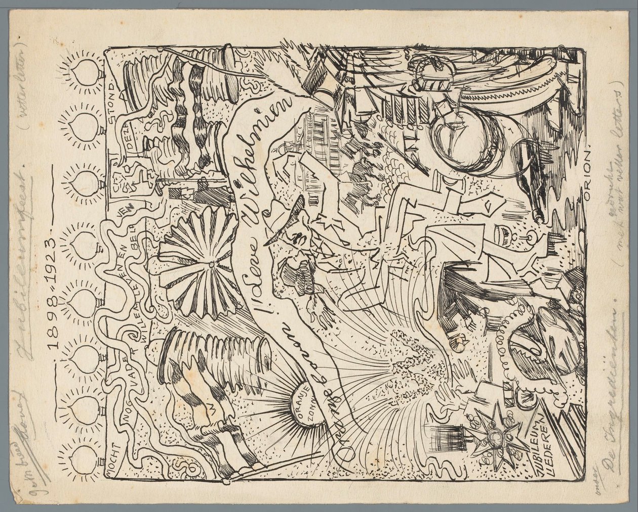 25 aniversario del gobierno de Guillermina Celebración del jubileo 1898-1923 (título sobre objeto) de Patricq Kroon (signed by artist)