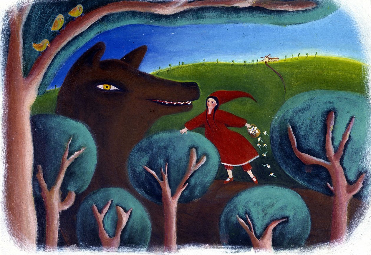 Ilustración para Caperucita Roja (pastel) de Patrizia La Porta