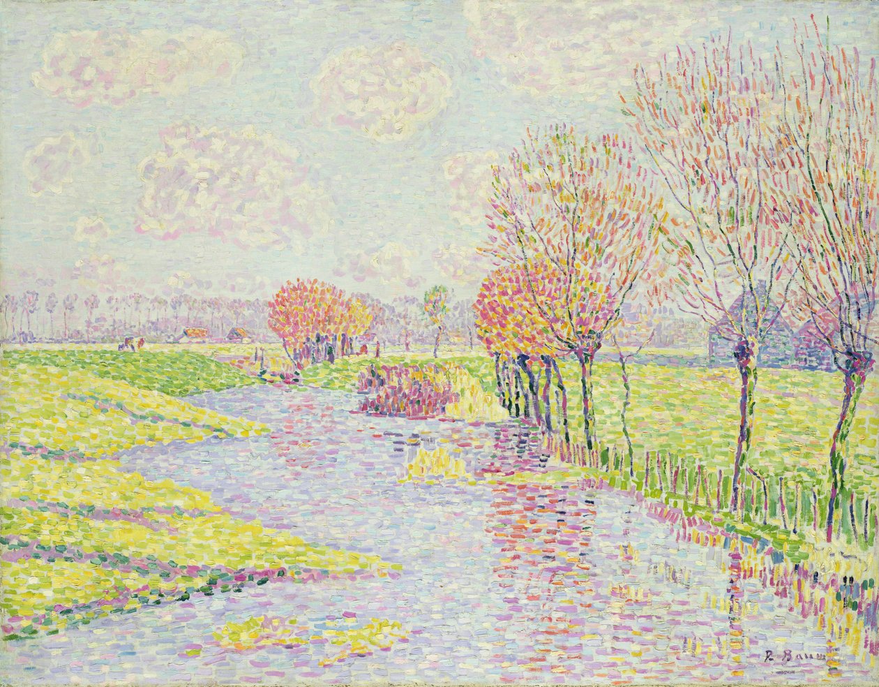 Holanda en Tardío Otoño, Paisaje con Sauces en el Agua, 1904 de Paul Baum