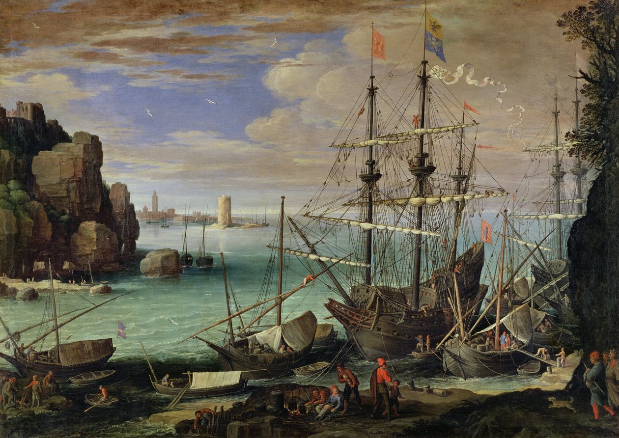 Escena de un puerto marítimo de Paul Bril