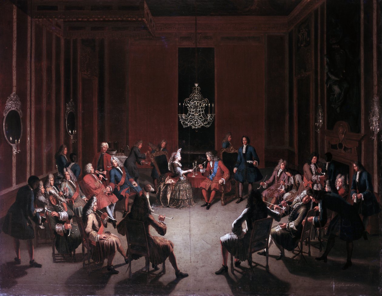 El Colegio de Tabaco de Federico I en la Cámara de Tela de Oro del Castillo de Berlín, c.1710 de Paul Carl Leygebe