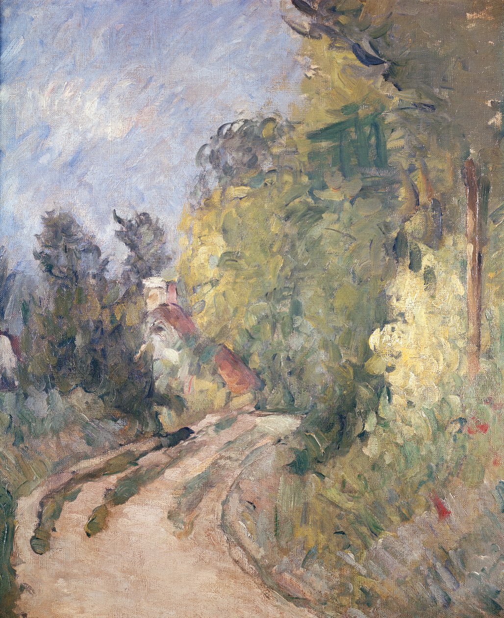 Camino girando bajo los árboles, c.1873-75 de Paul Cézanne