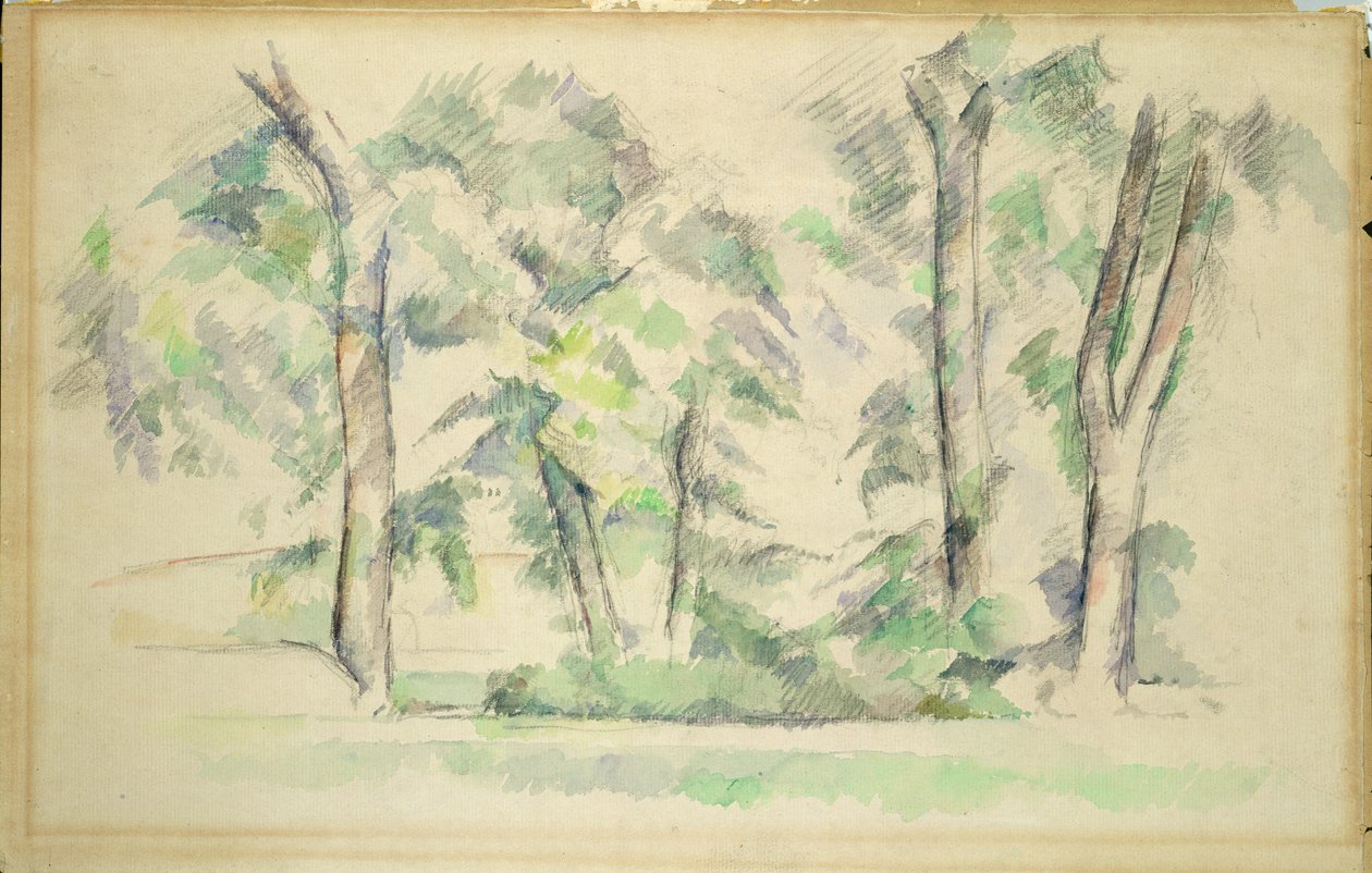 Los grandes árboles en Jas de Bouffan, c.1885-87 de Paul Cézanne