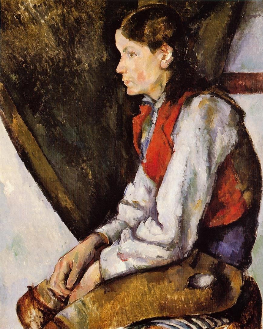 Niño con Chaleco Rojo de Paul Cézanne