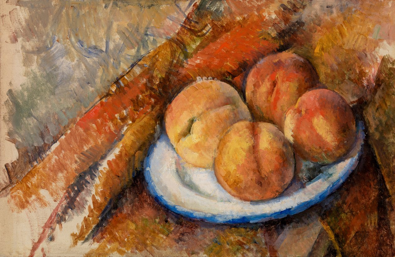Cuatro Duraznos en un Plato, 1890-94 de Paul Cézanne