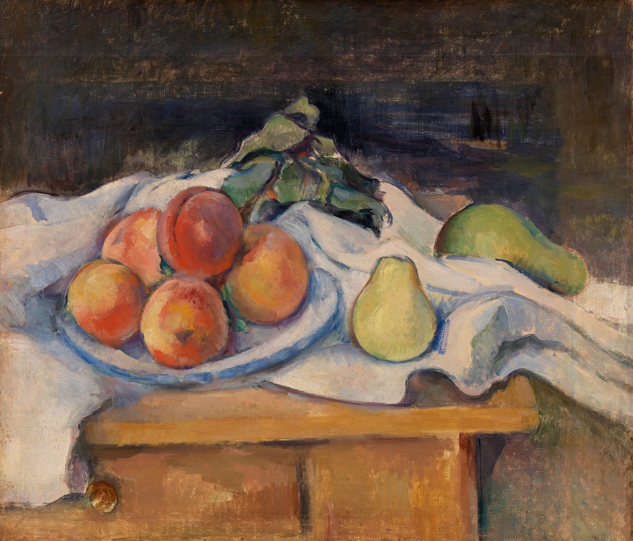 Fruta en una mesa de Paul Cézanne