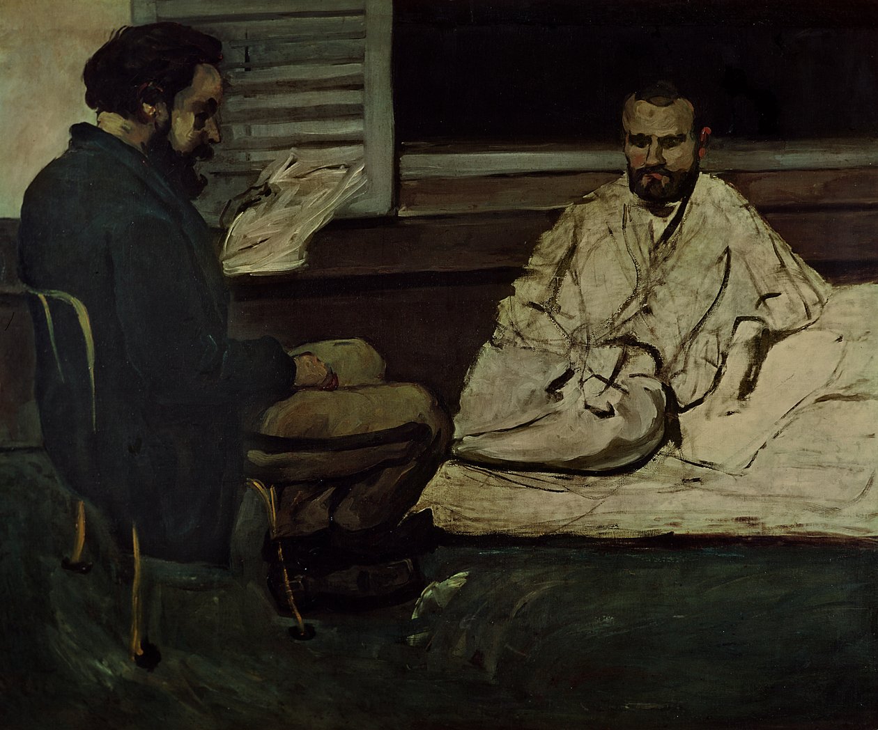 Paul Alexis (1847-1901) Leyendo un Manuscrito a Emile Zola (1840-1902) 1869-70 de Paul Cézanne