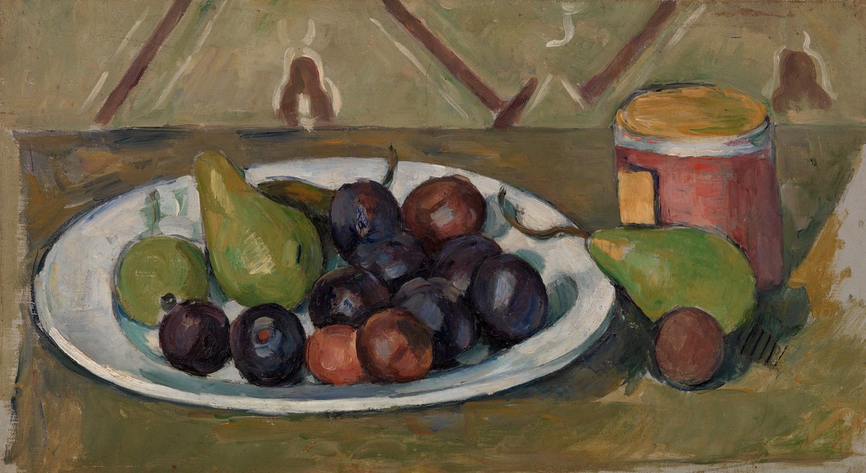 Plato con Fruta y Tarro de Conservas, 1880-81 de Paul Cézanne