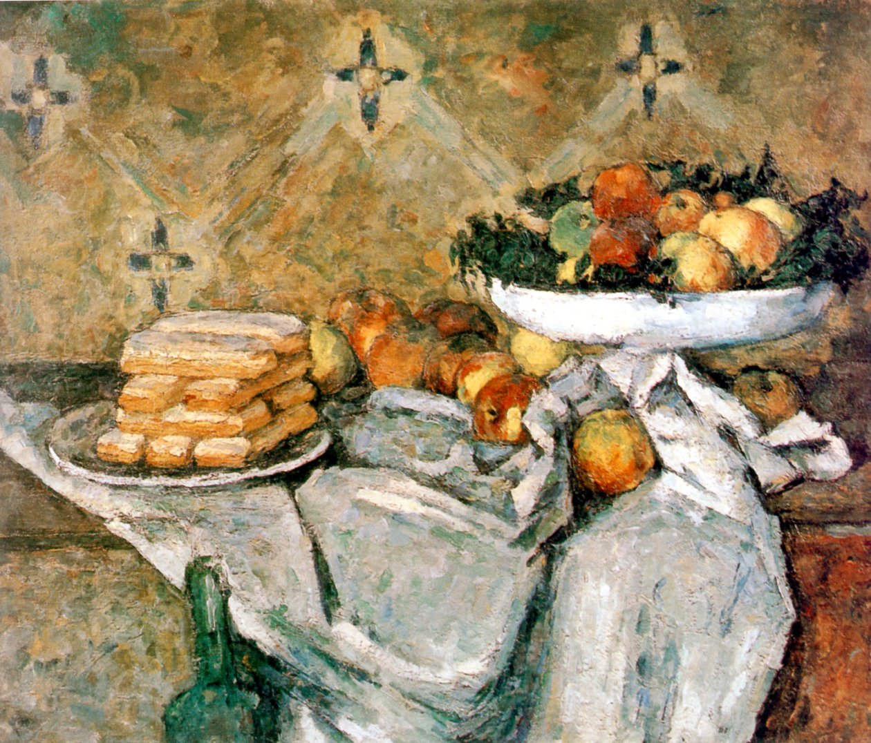Plato con Frutas y Bizcochos de Paul Cézanne