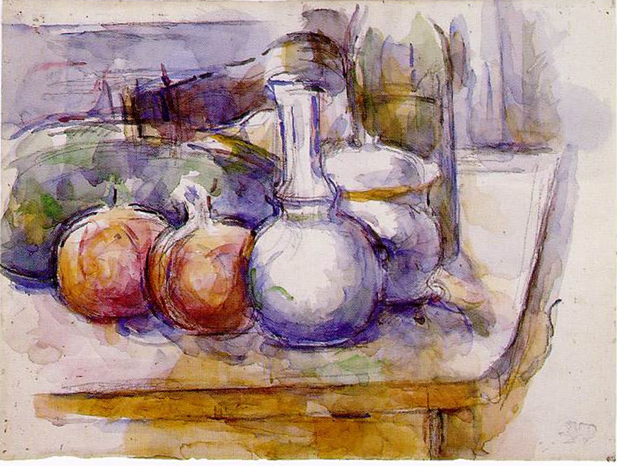 Naturaleza muerta: Garrafa, botella, granadas, sandía, 1900-06 de Paul Cézanne
