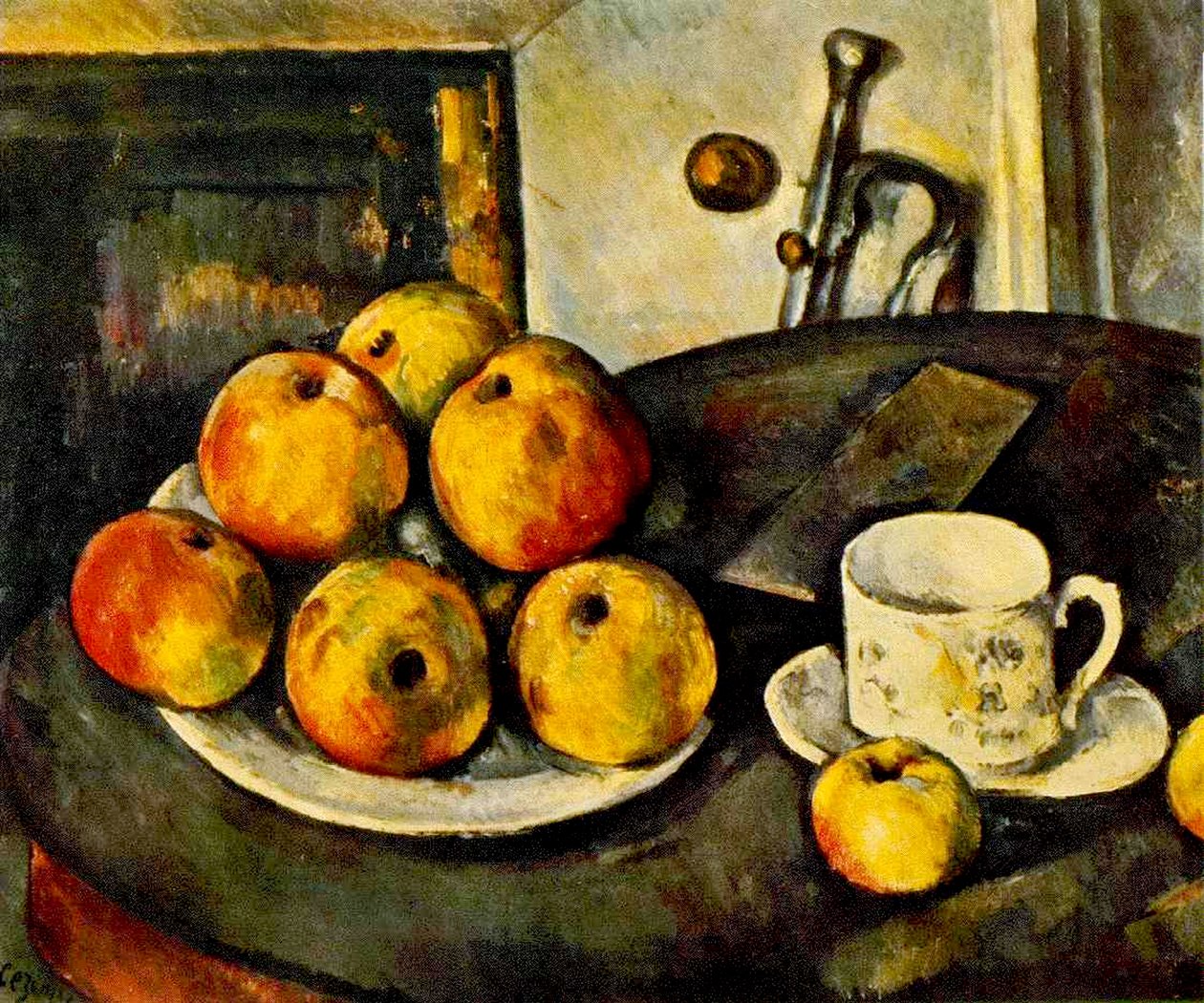 Naturaleza muerta con manzanas y una taza, 1890-94 de Paul Cézanne