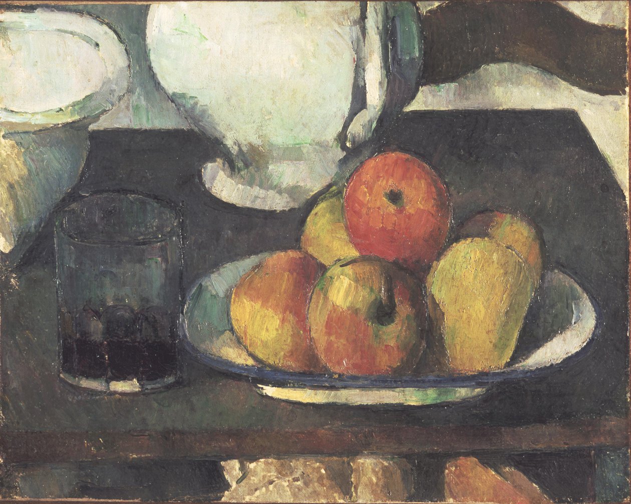 Naturaleza muerta con manzanas y una copa de vino de Paul Cézanne