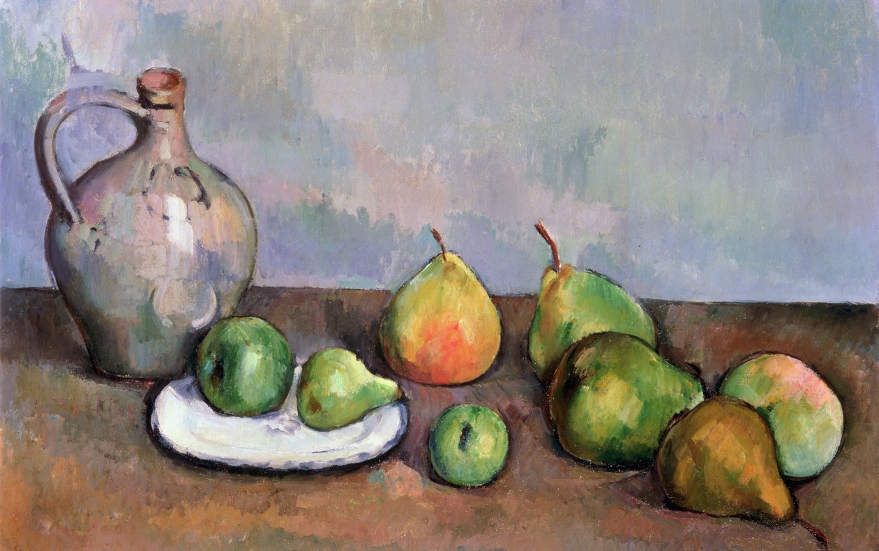 Naturaleza muerta con jarra y fruta, 1885-87 de Paul Cézanne