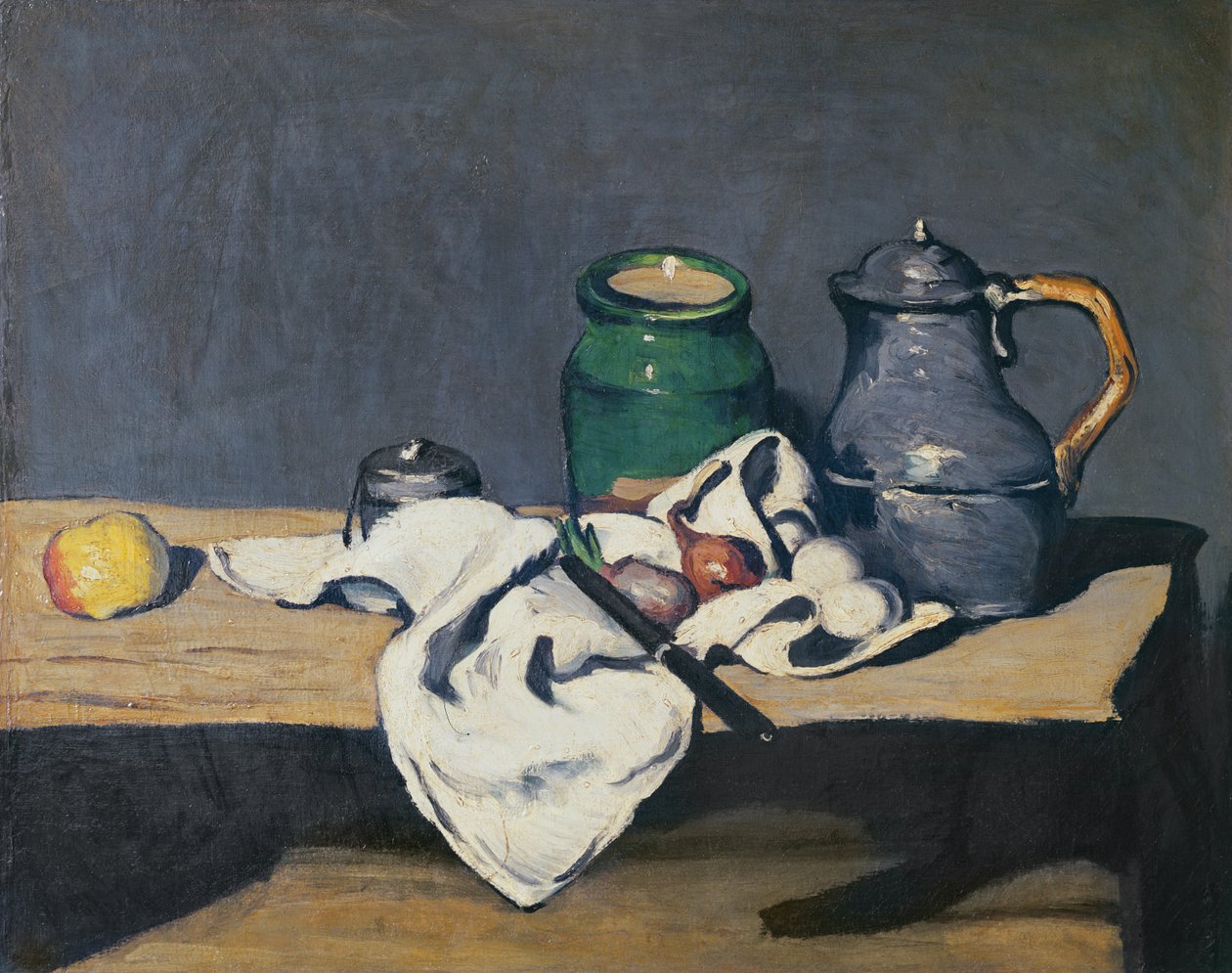 Naturaleza muerta con una tetera de hojalata, 1869 de Paul Cézanne