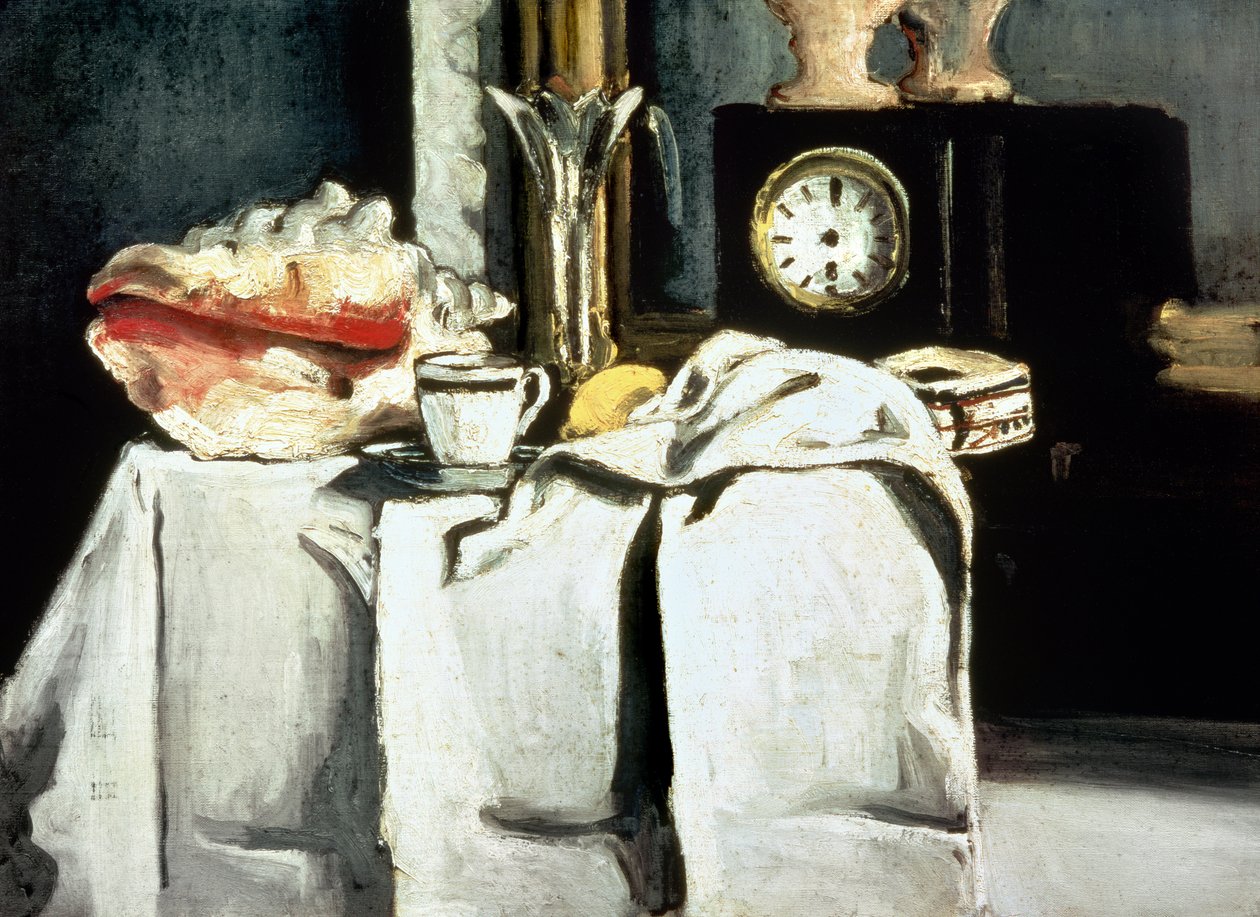 El reloj de mármol negro, c.1870 de Paul Cézanne