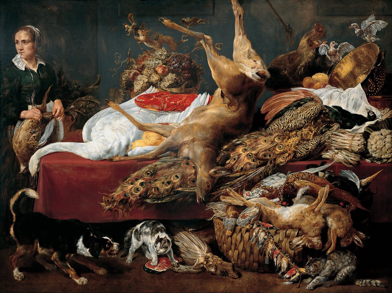 Naturaleza muerta con sirviente de Paul De Vos