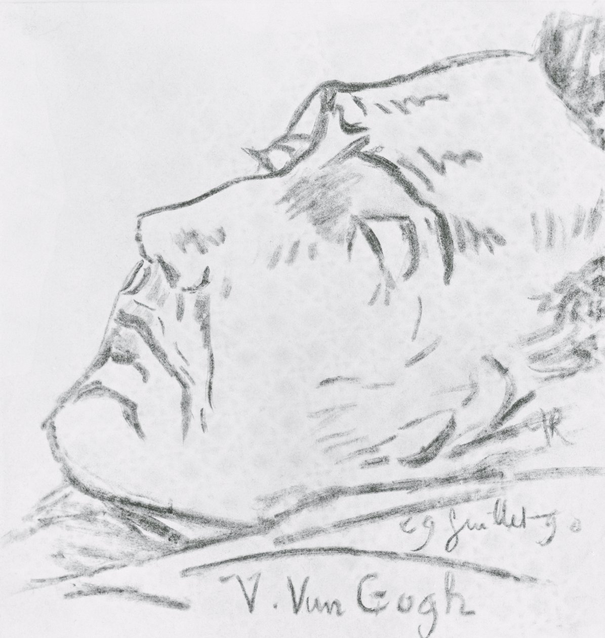 Retrato de Vincent Van Gogh (1853-90) en su lecho de muerte, 29 de julio de 1890 de Paul Gachet