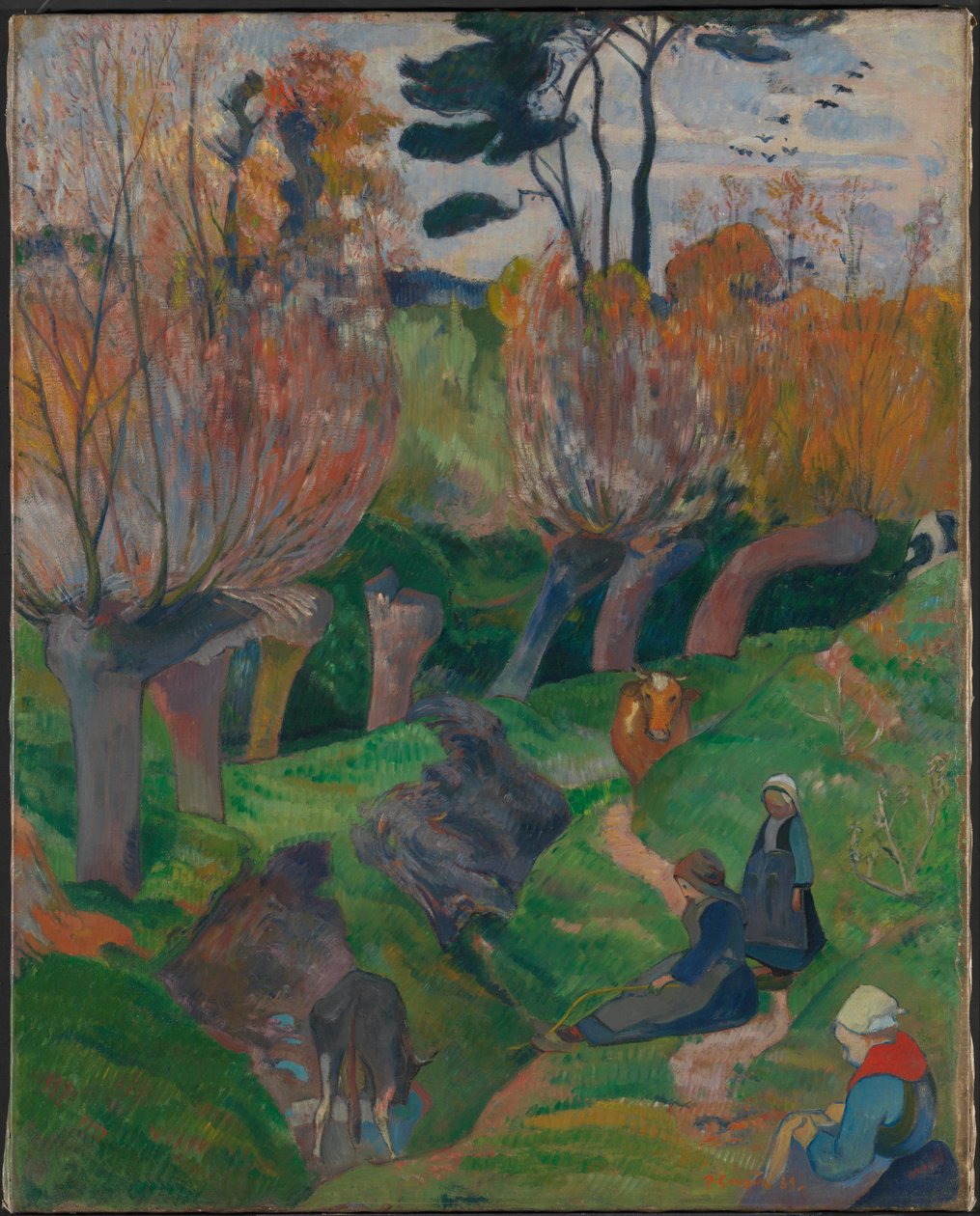 Paisaje de Bretaña con vacas de Paul Gauguin