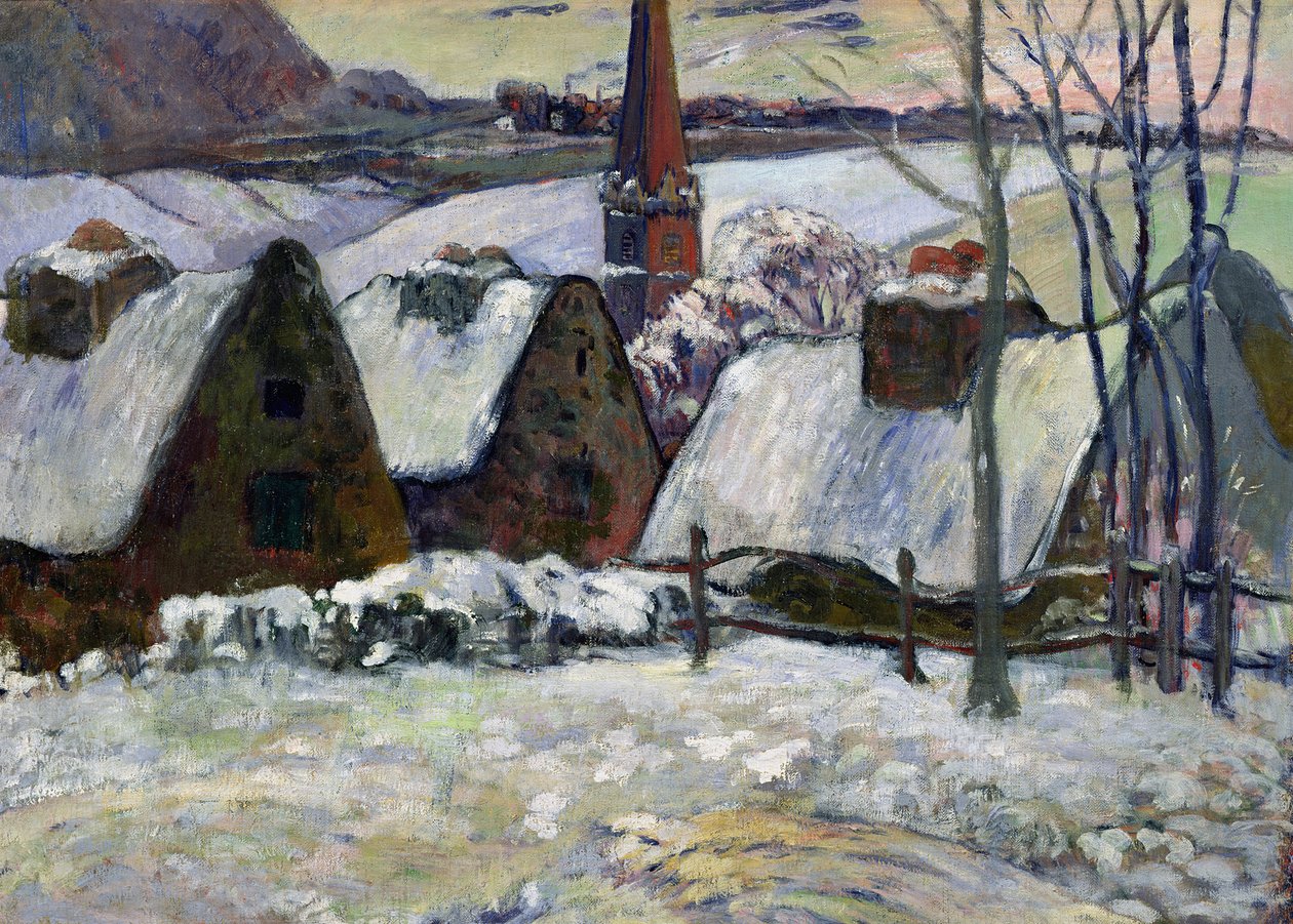 Pueblo bretón bajo la nieve, 1894 de Paul Gauguin