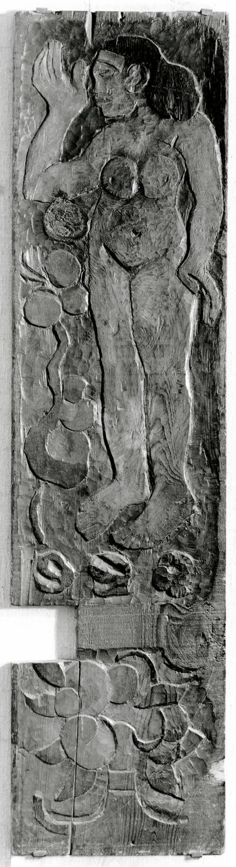 Panel vertical tallado del marco de la puerta de la última residencia de Gauguin en Atuona en Hiva Oa (Islas Marquesas), 1902 de Paul Gauguin