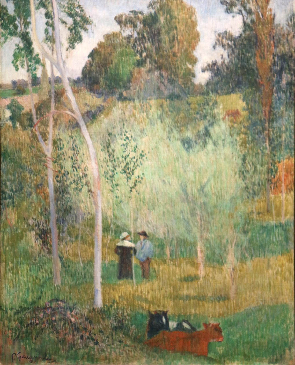 Conversación en los campos de Paul Gauguin