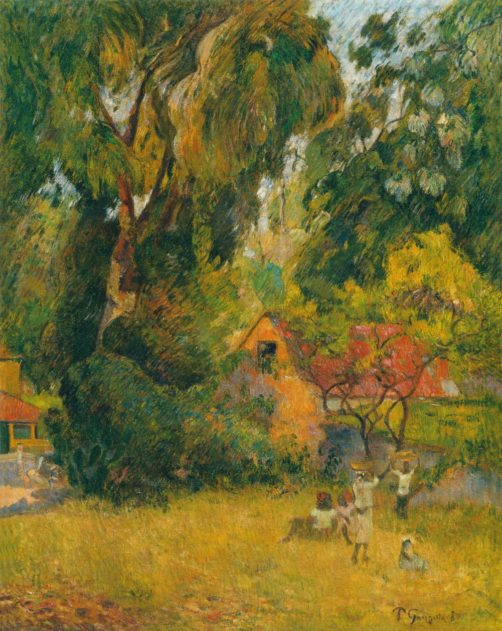Cabañas bajo los árboles de Paul Gauguin
