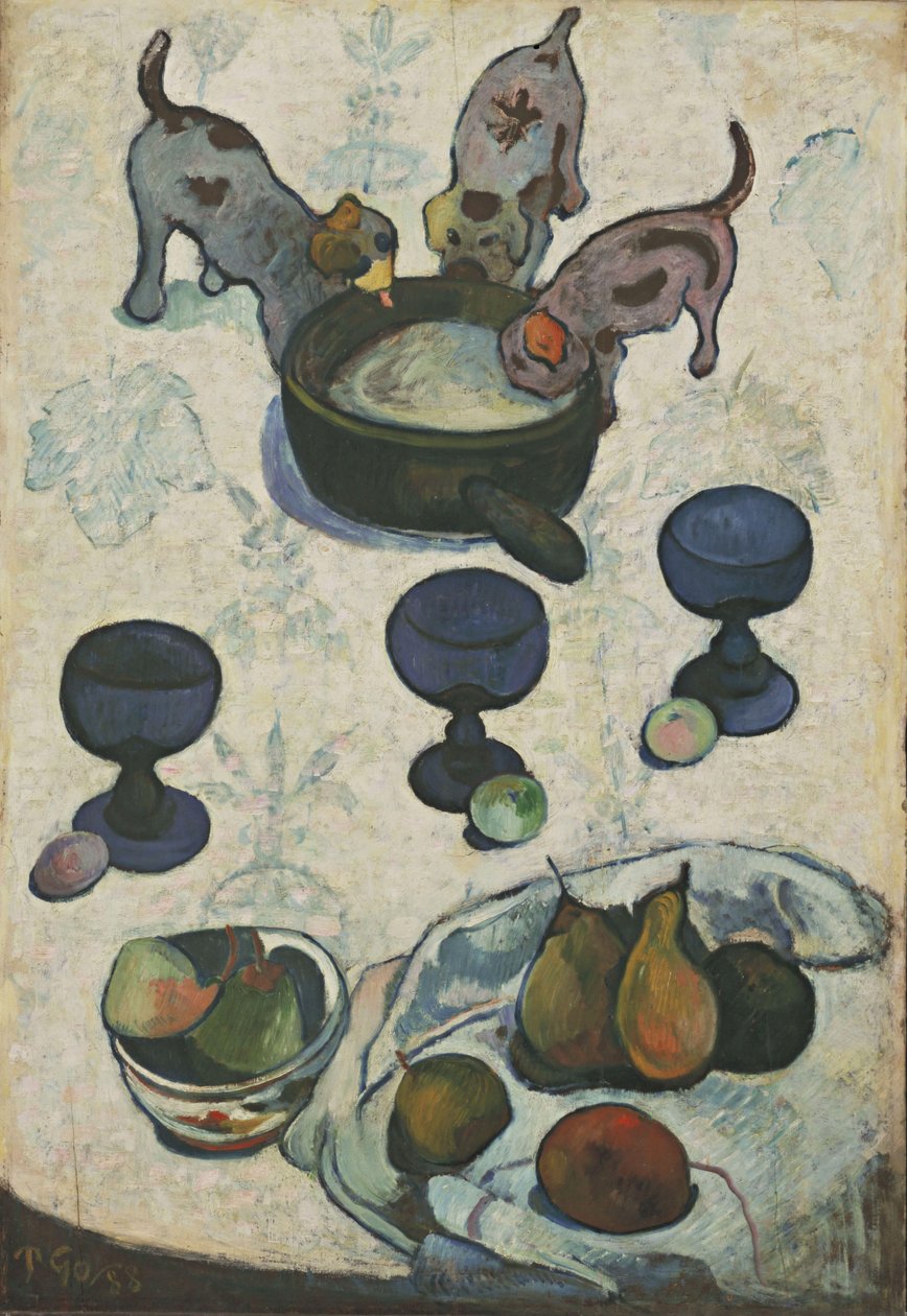 Naturaleza muerta con tres cachorros de Paul Gauguin