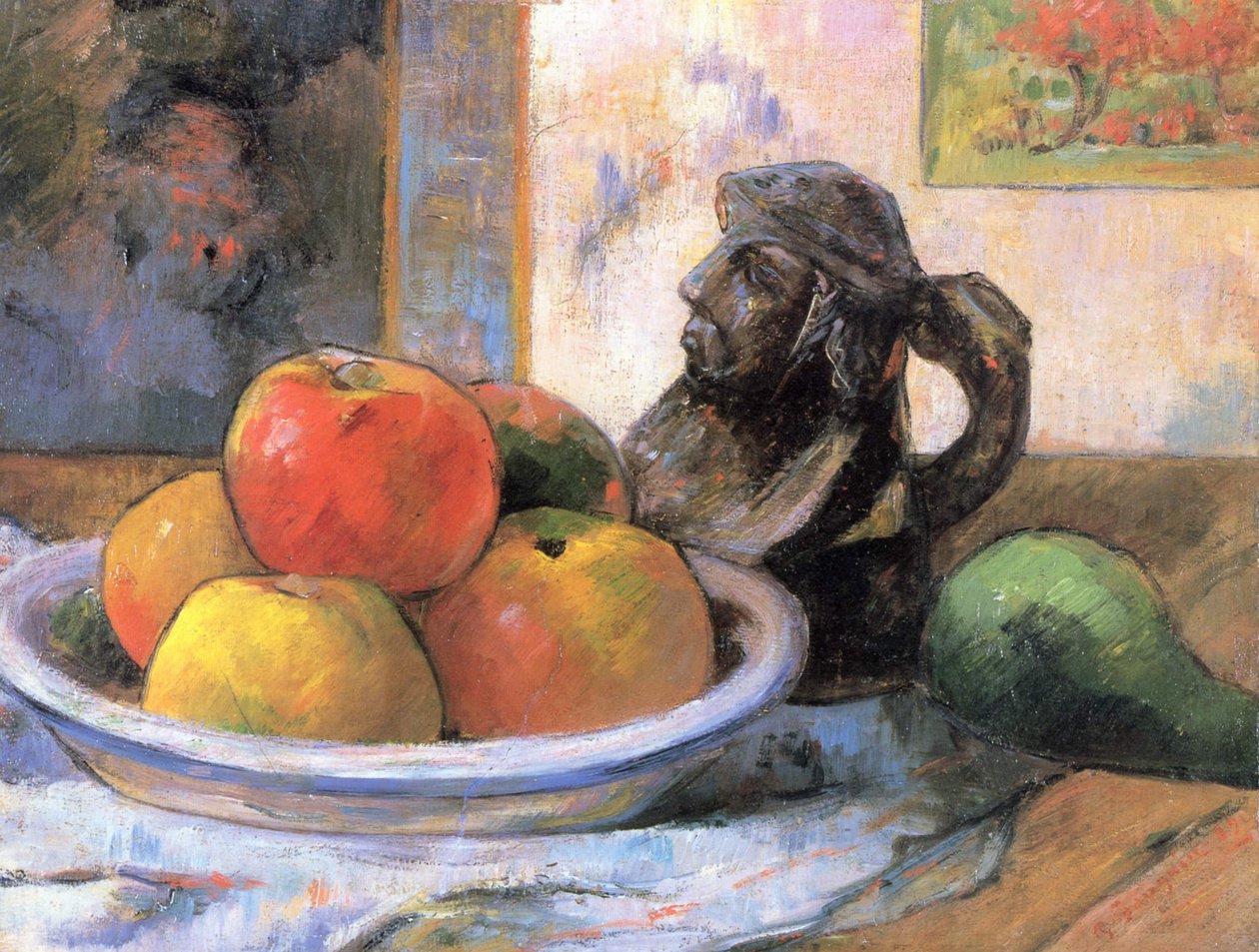 Naturaleza muerta con manzanas, pera y jarra de Paul Gauguin