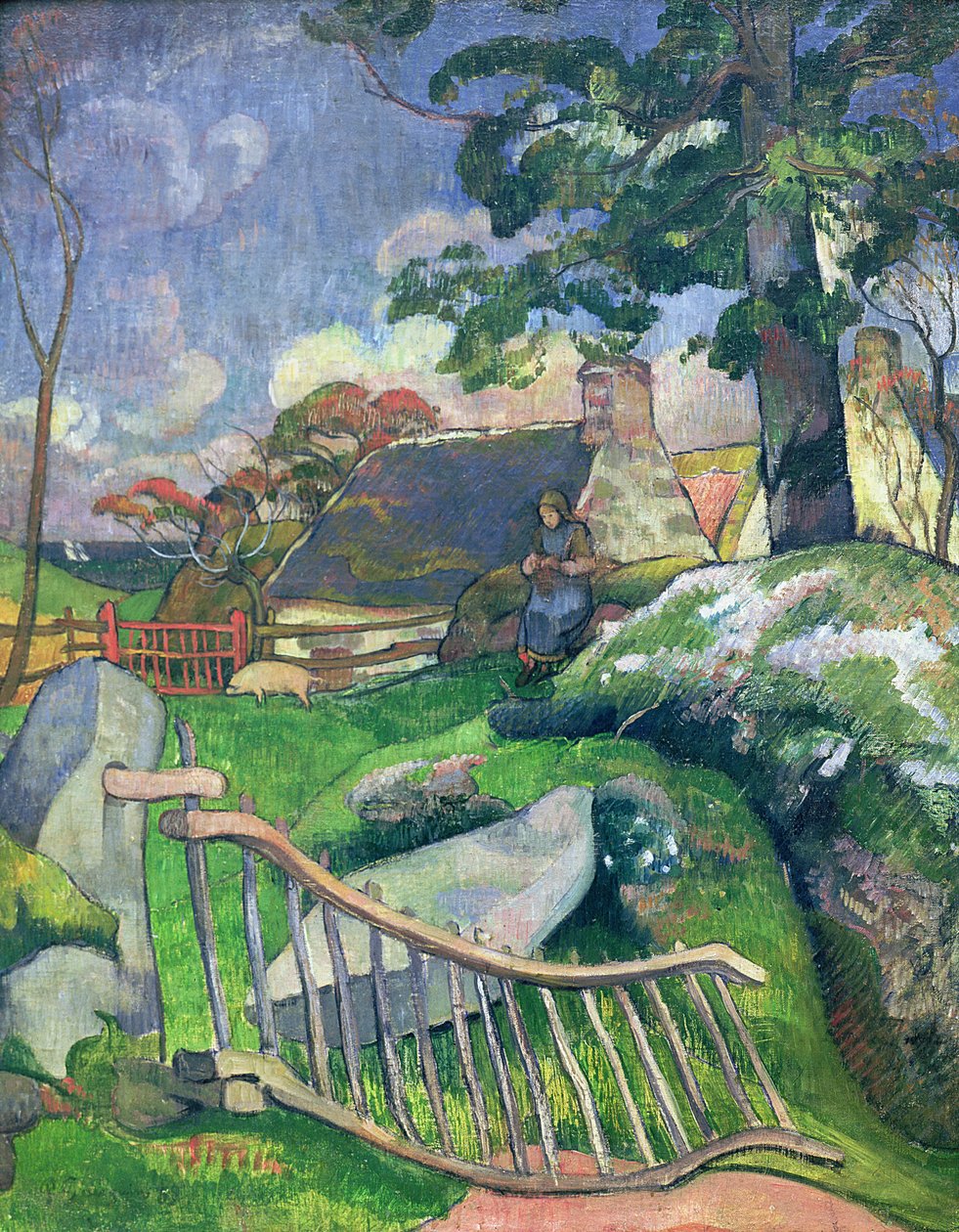 La puerta de madera o, El cuidador de cerdos, 1889 de Paul Gauguin