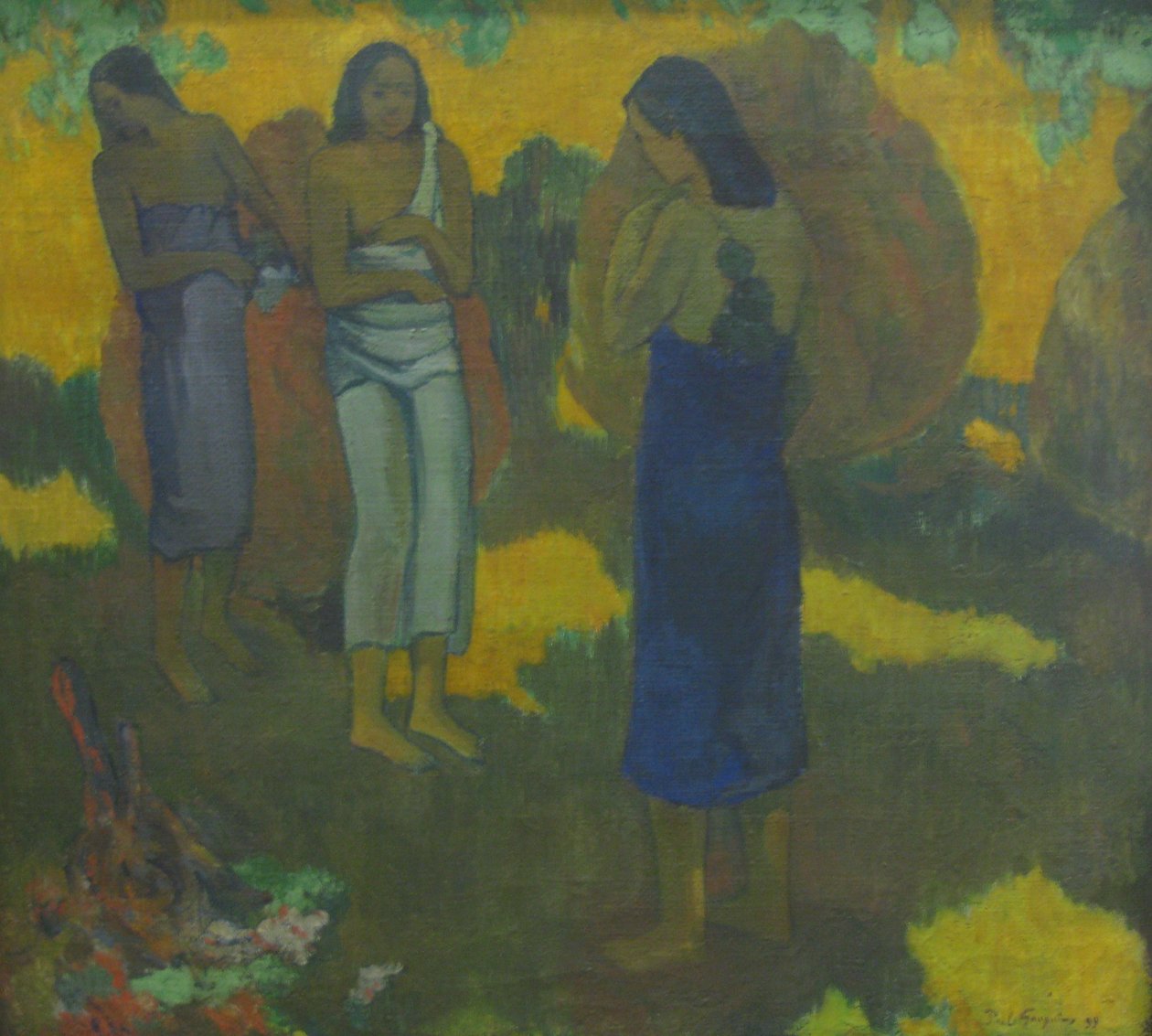 Tres tahitianos de Paul Gauguin
