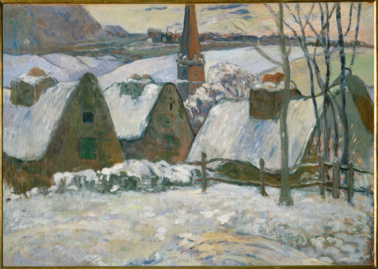 Pueblo bretón bajo la nieve de Paul Gauguin