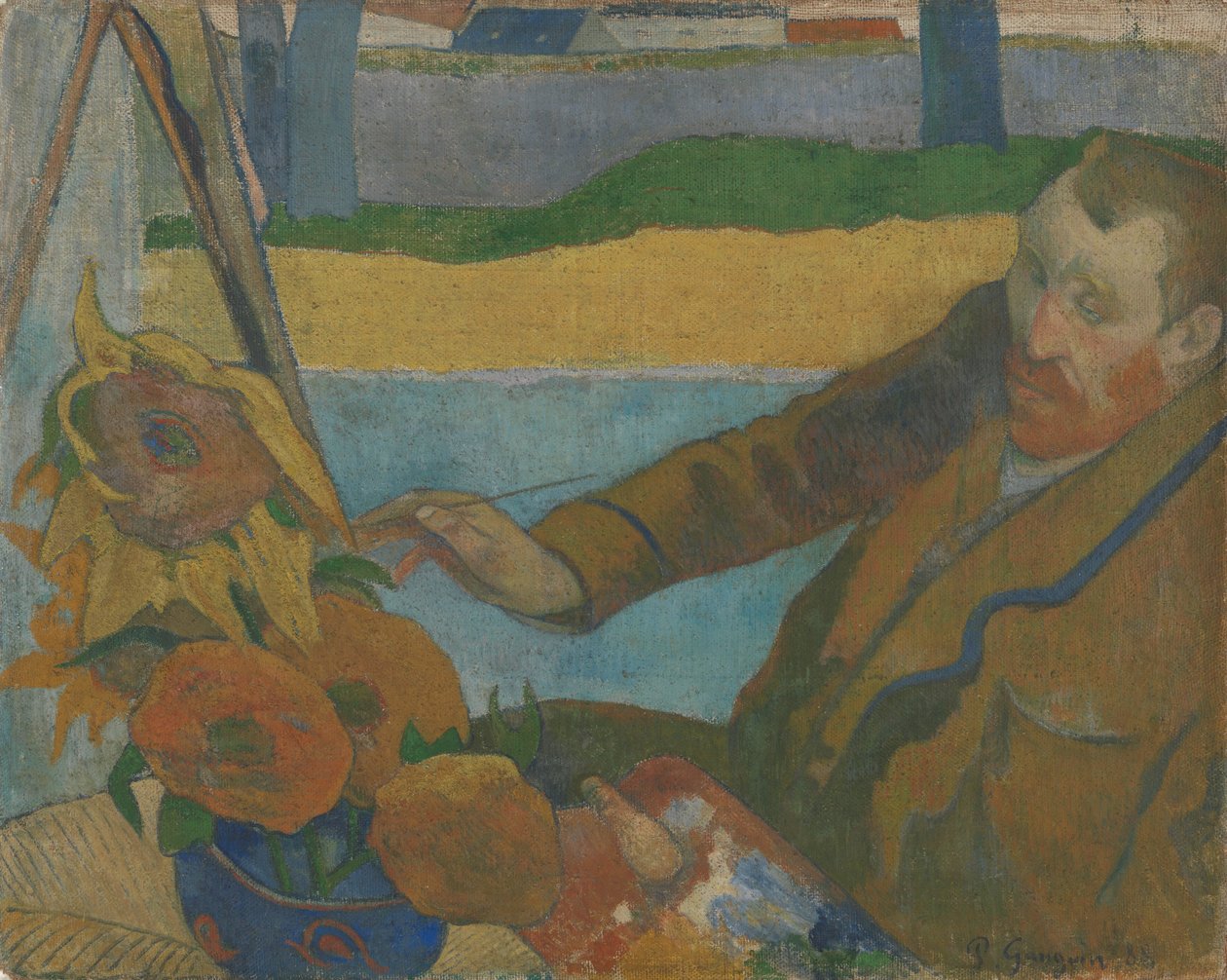 Vincent van Gogh pintando girasoles de Paul Gauguin
