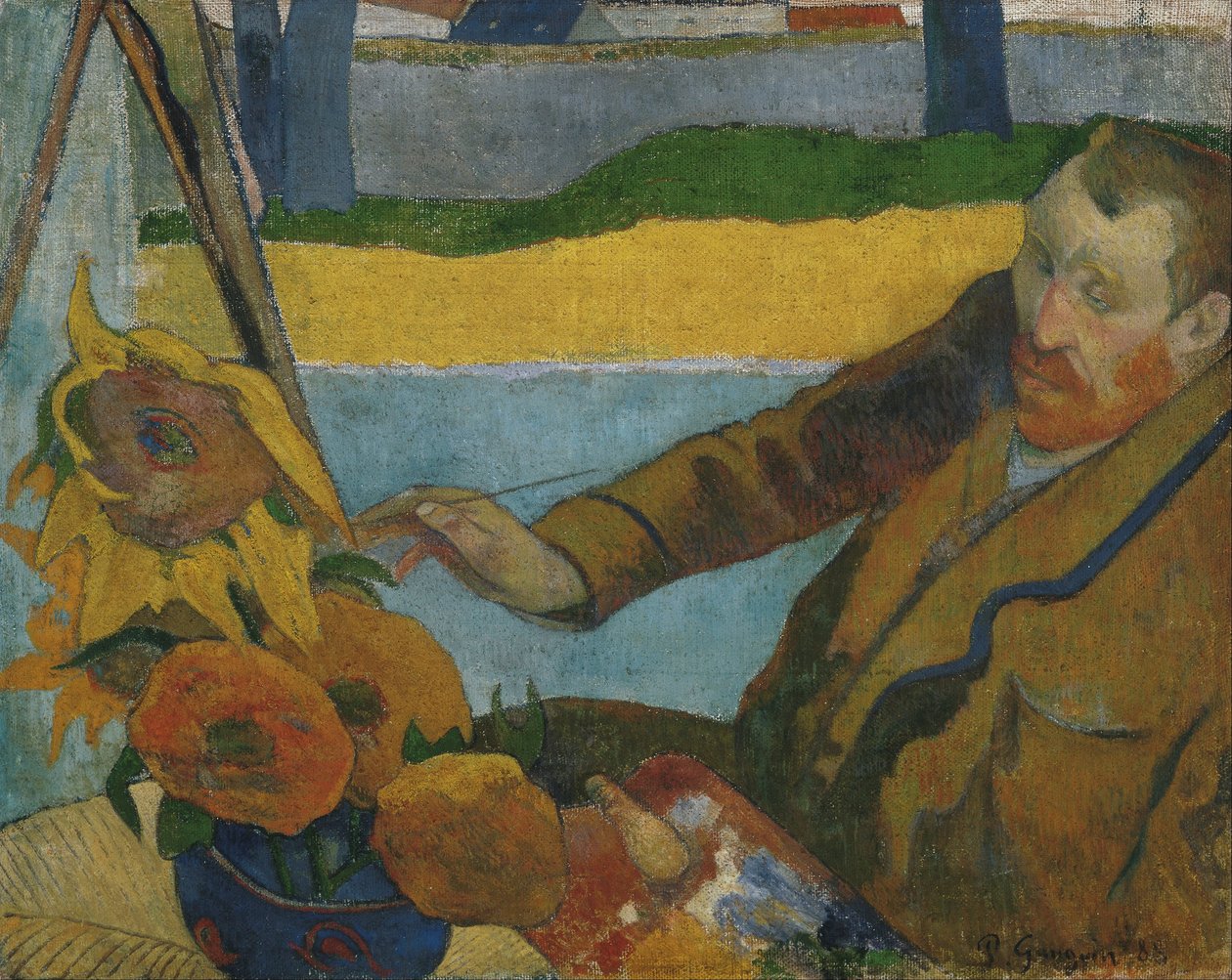 Vincent van Gogh pintando girasoles de Paul Gauguin