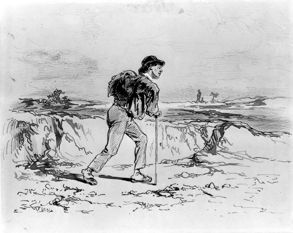 Joven con mochila de Paul Gavarni