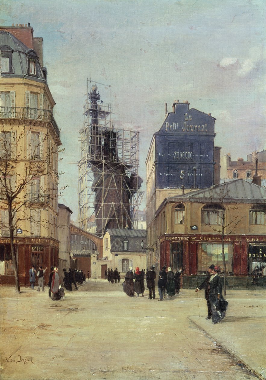 La Estatua de la Libertad, por Bartholdi, en el taller de la fundición Gayet, Rue de Chazelles, antes de su partida a Nueva York, 1883 de Paul Joseph Victor Dargaud
