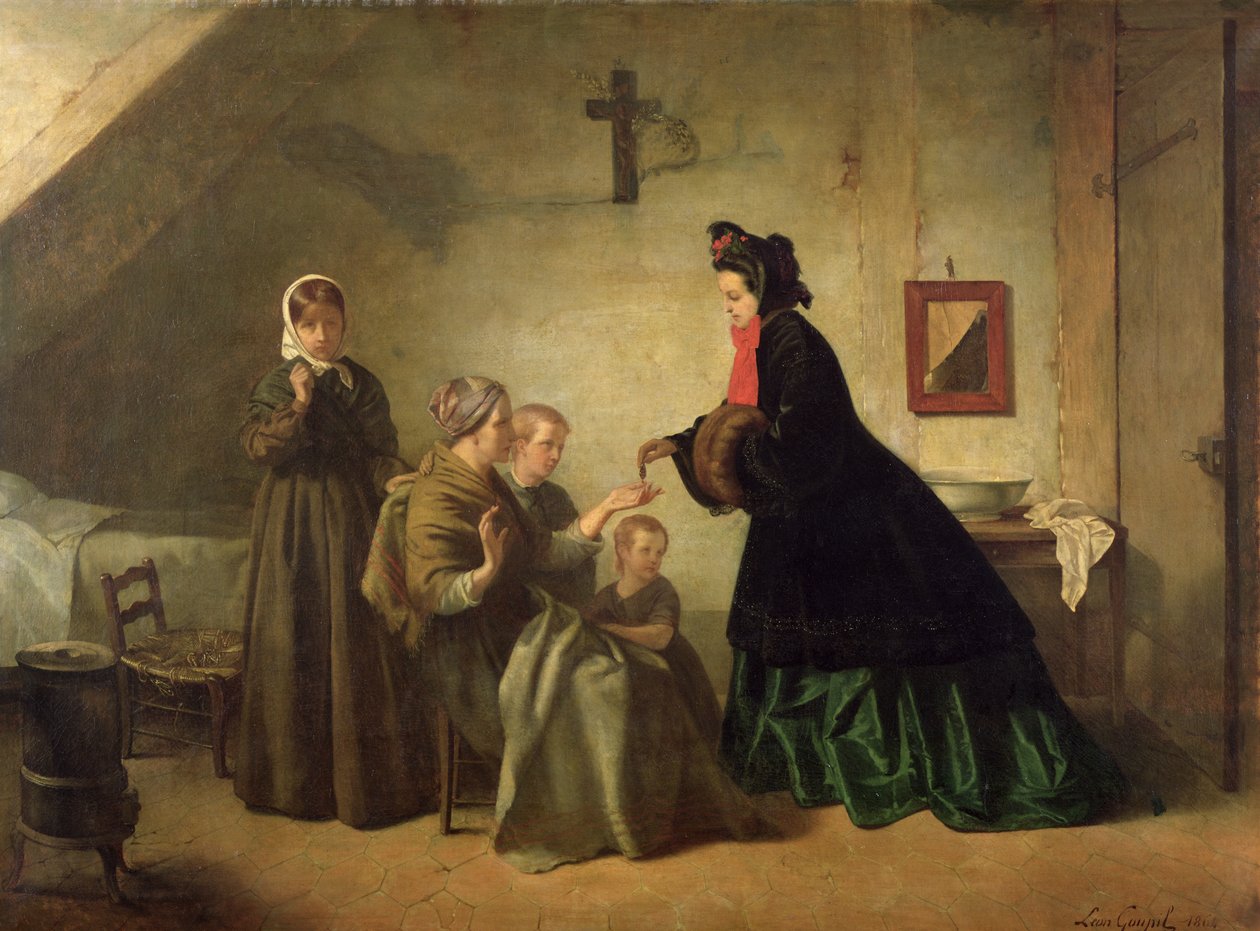 La emperatriz Eugenia (1826-1920) visitando a los desafortunados, 1864 de Paul Leon Lucien Gopil